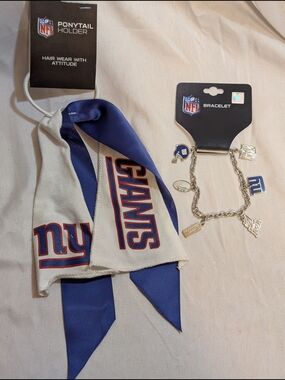 NFL New York Giants Ponytail Holder & Charm Bracelet - Blue & White